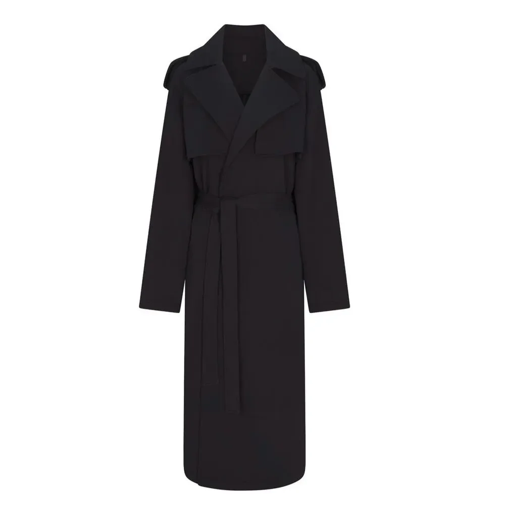 NWT Skims Oversized Boyfriend Trench Coat Large Black - Picture 4 of 4